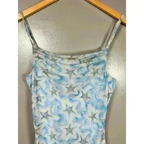 CIDER Sheer Overlay Tulle Midi Celestial Star Strappy Stretchy Dress Women XS - Picture 4 of 11